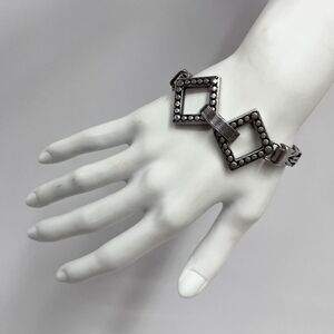 Vintage Sterling Modernist Bracelet Great Link Chain & Dots Heavy 52 Gram 7 5/8"